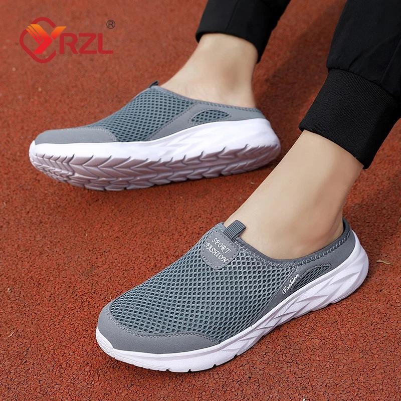 YRZL Men Half Slippers Man Shoes Anti Slip Sneakers Casual Shoes for Man Lightweight Male Flat Slipper Mens Beach Sandals Summer