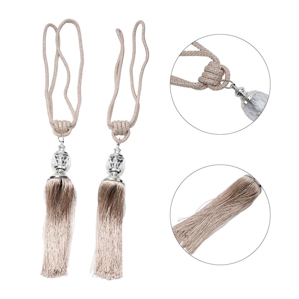 A Pair Of Luxury Curtain Holdbacks With Tassel Tiebacks And Beaded Ball