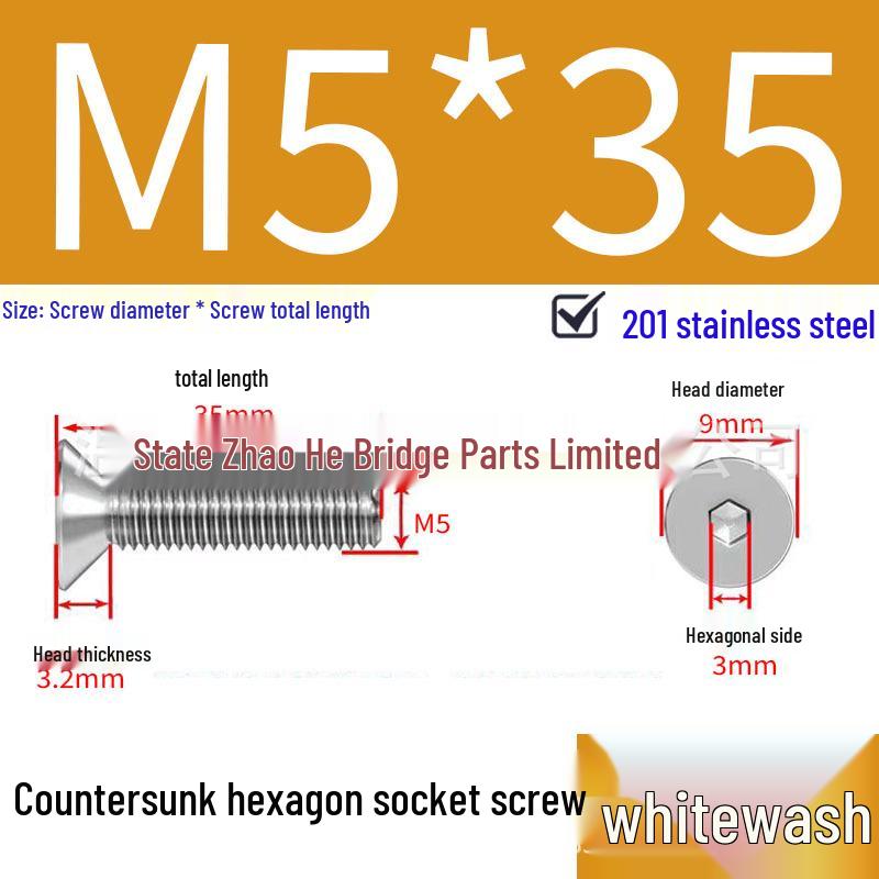 201 Stainless Steel Hex Socket Countersunk Flat Head Screws