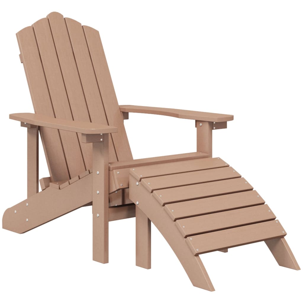 Vidaxl Adirondack Garden Chairs with Footrests, 2 Pcs, HDPE, Brown