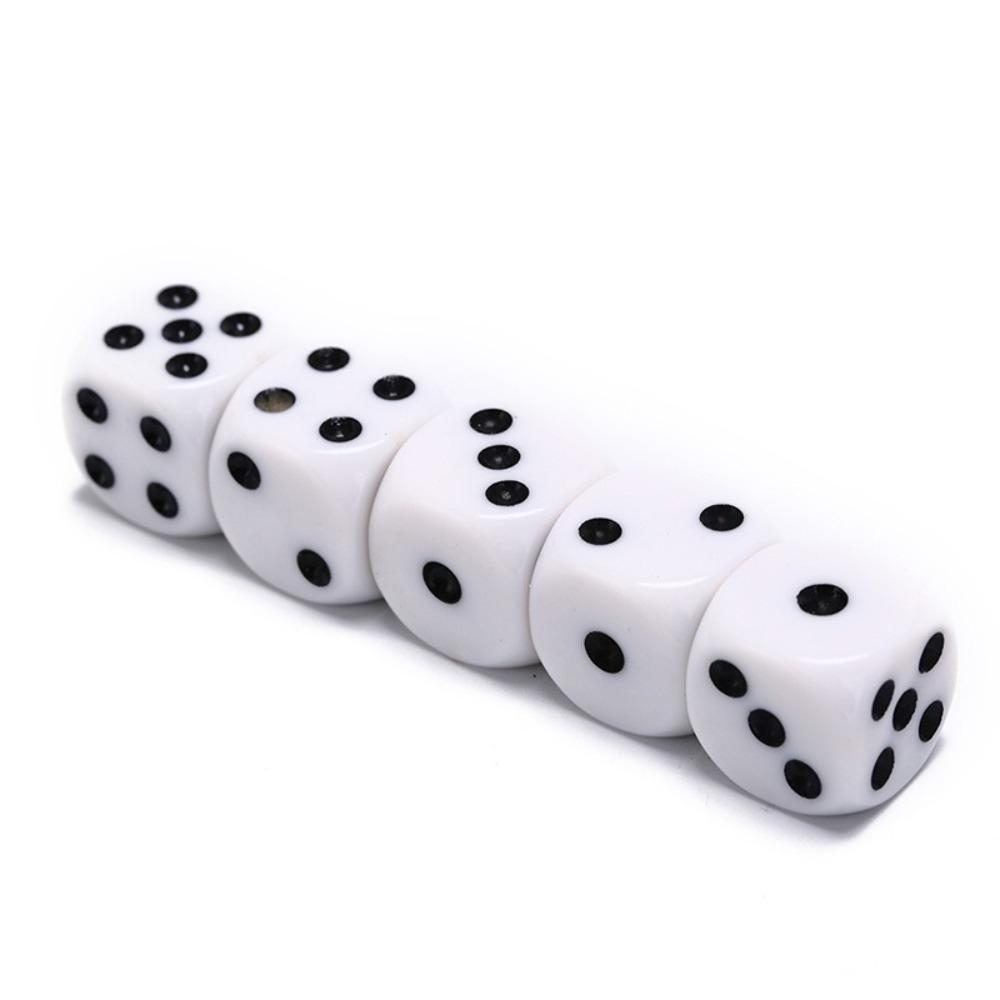 5Pcs/10Pcs 14mm/10mm 6 Sided Drinking Dice Acrylic White Dices Point Dice Set Round Corner Game Accessory Digital Dices