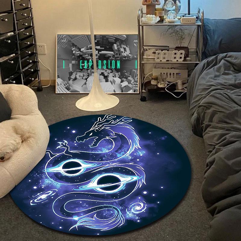 Elegant Round Gothic Multicolor Floor Rug, Non-Slip Floor Mat for Kids Room