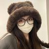 Bear Ear Knitted Woolen Hat Cold-proof Ear Protection Cap Cute Winter Bomber Hat  Outdoor