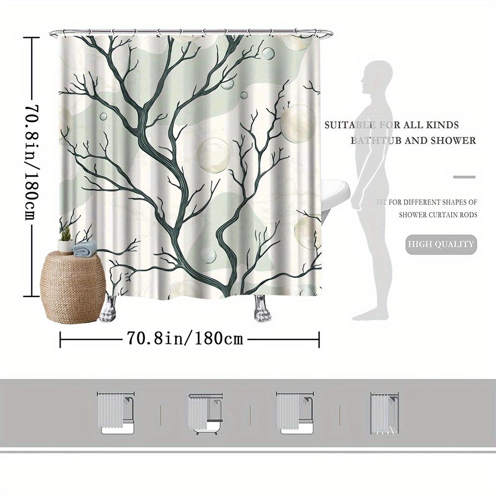 Tree Branches Shower Curtain, Artistic Abstract Design, Fade-Resistant Polyester, Machine Washable, Modern Bath Decor