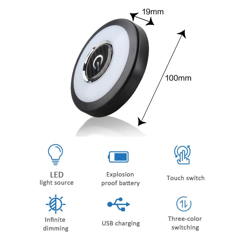 Universal Car LED Reading Lamp Round Ceiling light USB Charging Waterproof Magnet Interior Lighting Atmosphere Light