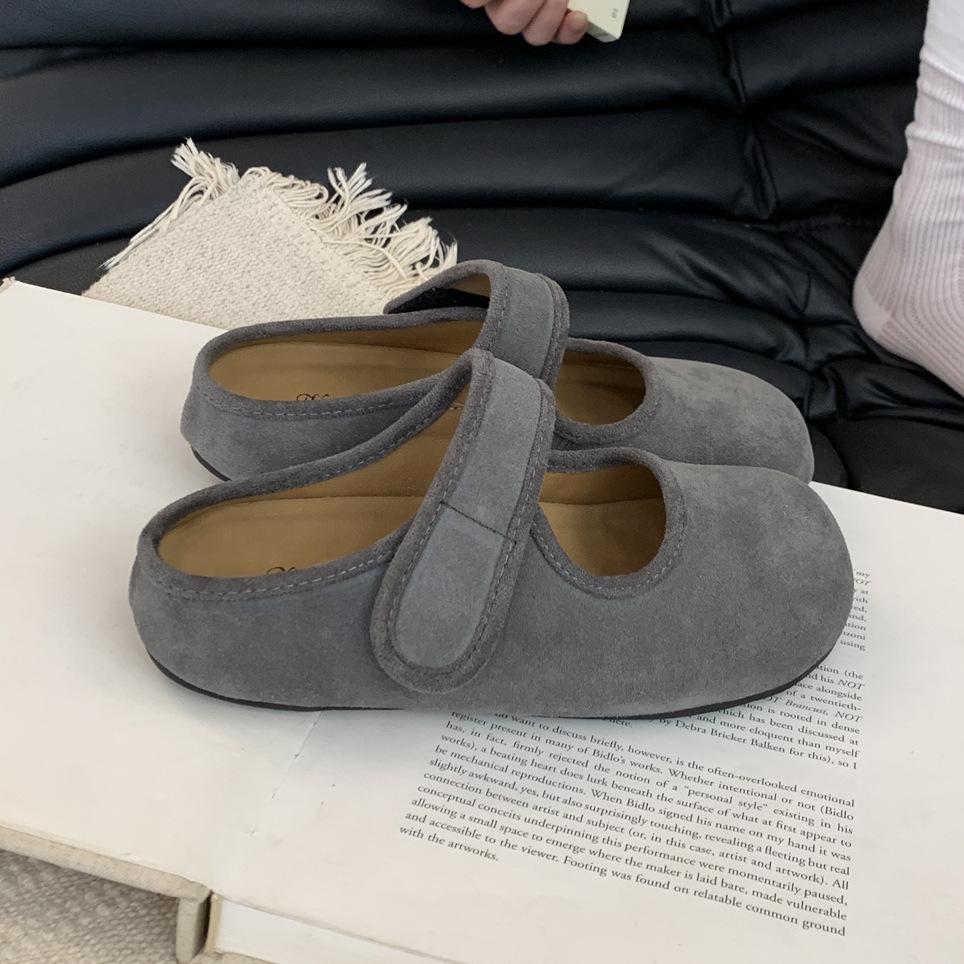 Scarpe Boken con plateau borsa da donna testa di pelle mezze pantofole abbigliamento esterno da donna 2025 nuova primavera Mary Jane a un pedale scarpe singole