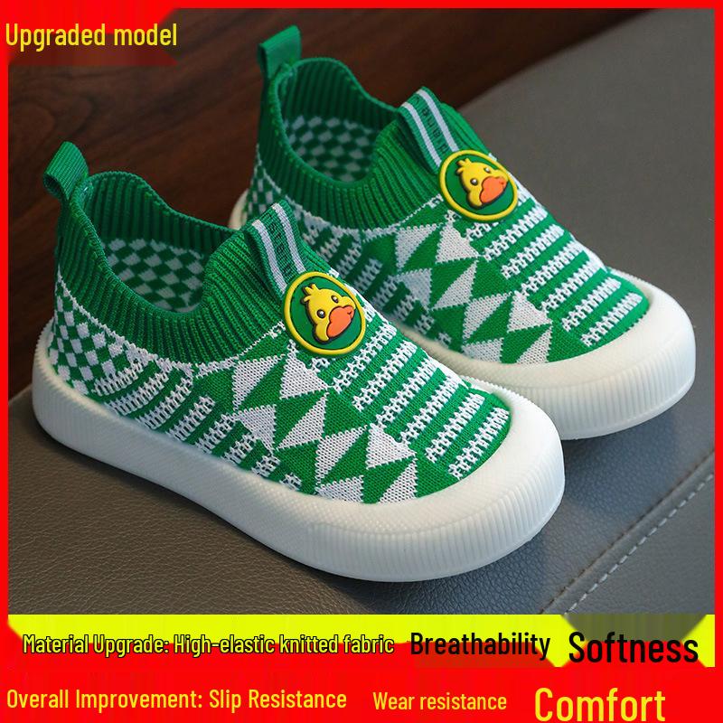 Hohle atmungsaktive Mesh Flyknit Slip-On Schuhe für Kinder - Rutschfeste weiche Sohle, lässige Babyschuhe