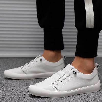 100% Genuine Leather Shoes Men Sneakers Ins Fashion Men White Shoes Cool Street Young Man Footwear