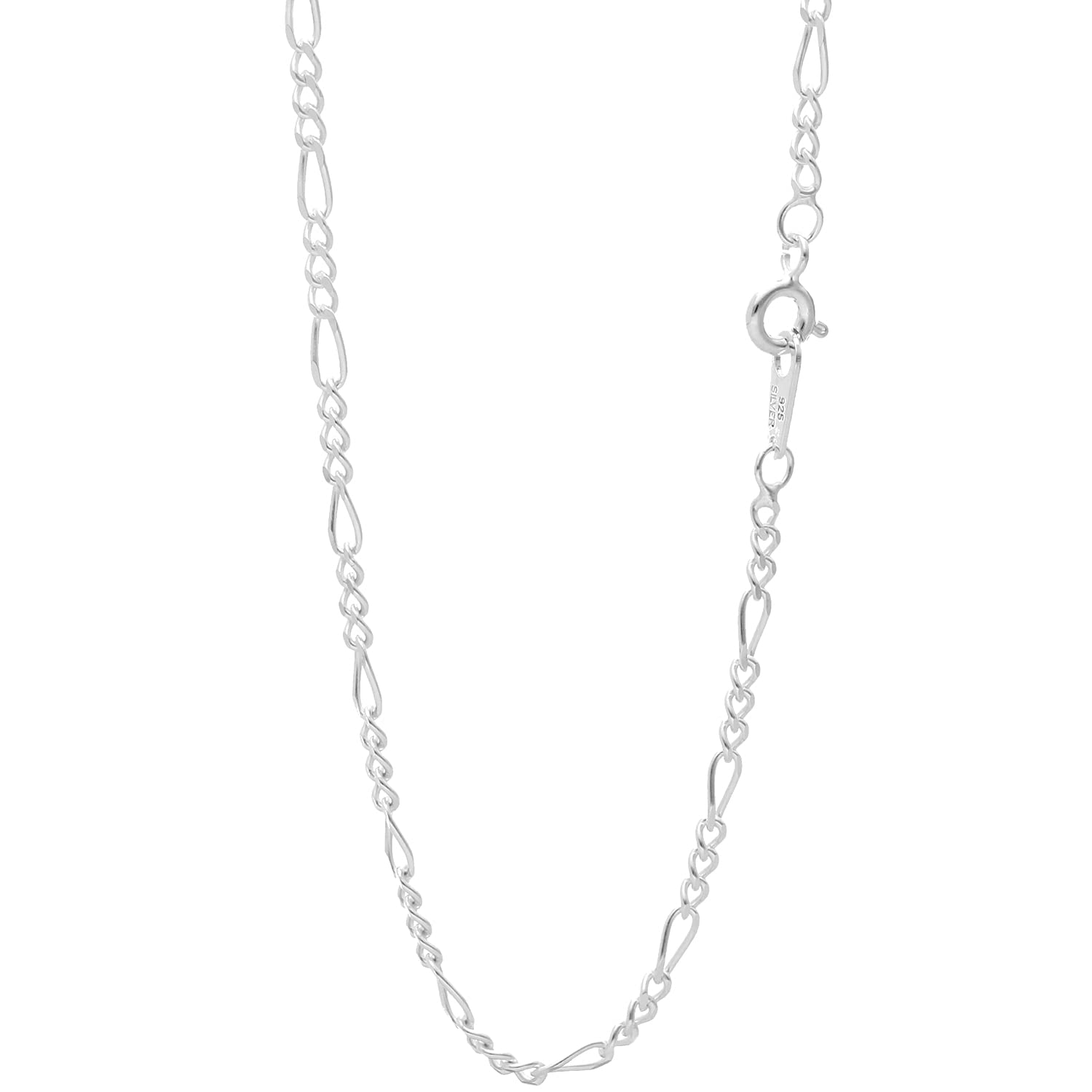 

Silver 925 Figaro Chain Width Length Chain Necklace for Women Men Simple Beautiful [Shinjuku Ginnokura] approx. 2.4mm 40-80cm (55cm)