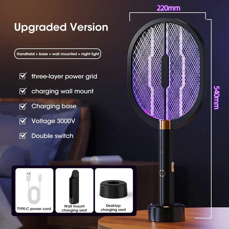Electric Mosquito Killer Ultraviolet Lamp  Multi-function Handheld Desktop 3000V Powerful Automatic Mosquito Trap Type-C