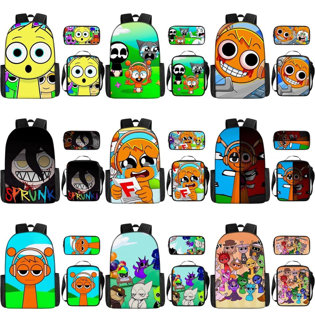 Game Incredibox Sprunki Pattern Large Capacity Three Piece Students School Bag
