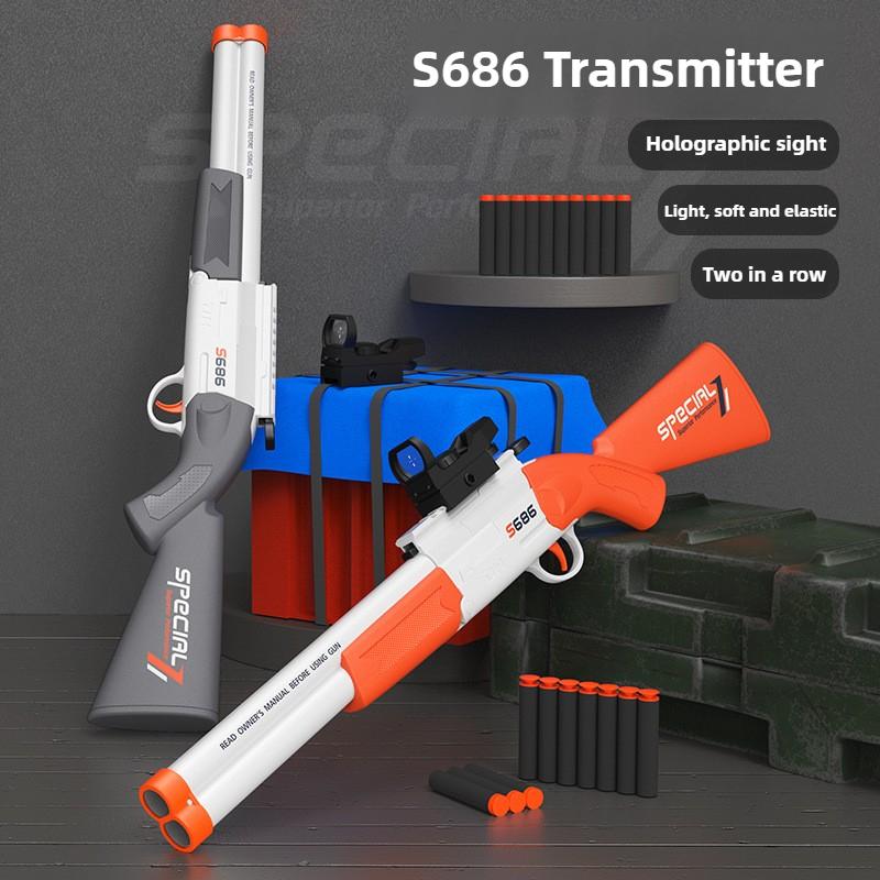 Toy Gun S686 Rifle Double Barreled Airsoft Launcher Dual Soft Bullets Outdoor Sports Game Pistola S Gun Weapon for Kids Gift