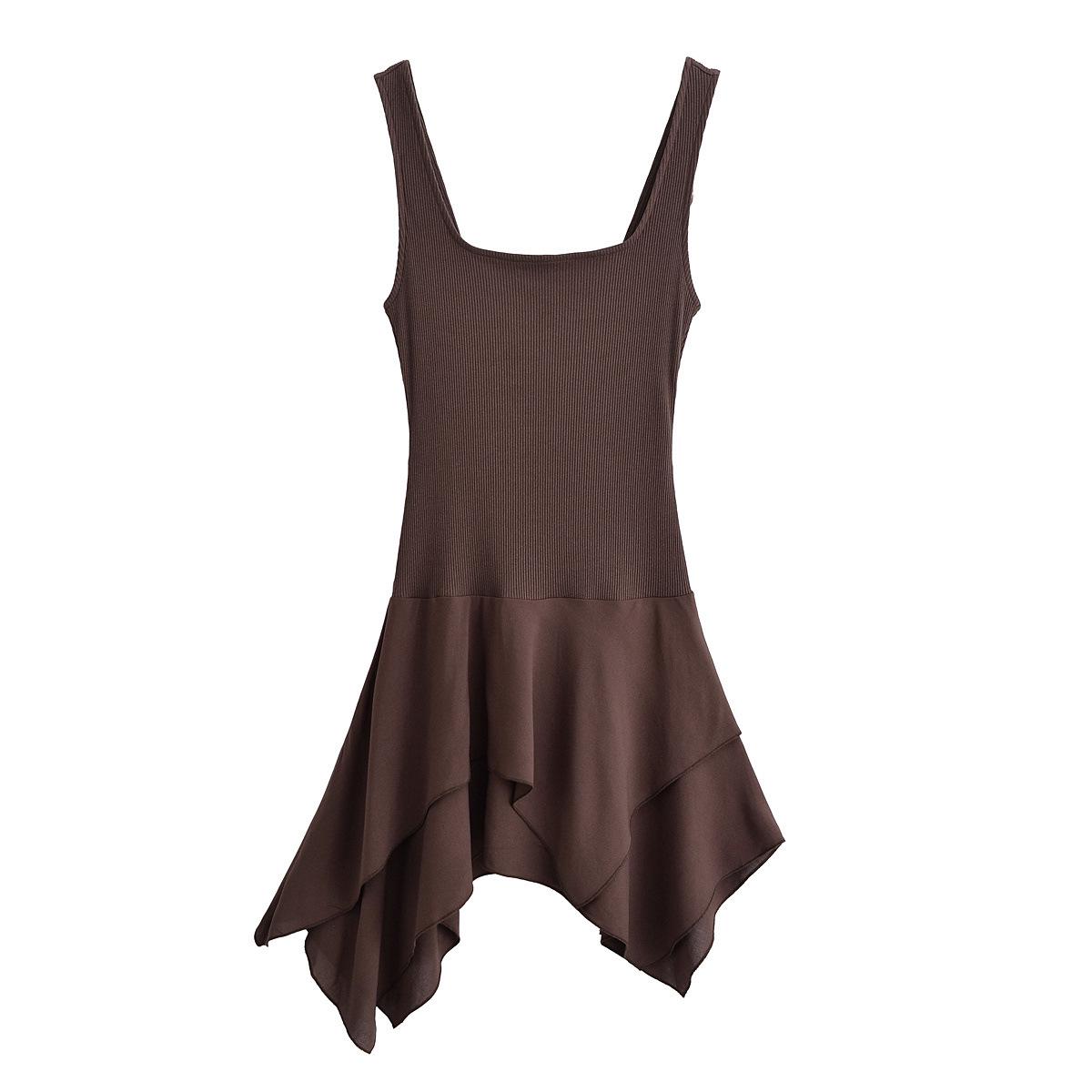 

Весеннее женское платье 2025 года в стиле пэчворк с квадратным вырезом и широкими бретелями - европейский и американский стиль Medium коричневый