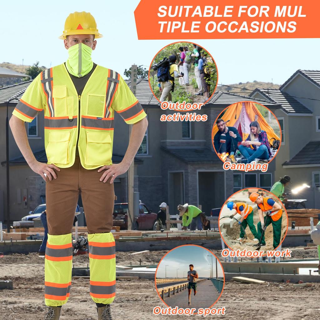 Waterproof Breathable Mesh Reflective Leg Gaiters High Visibility Tape Outdoor Safety Night Running Construction Work