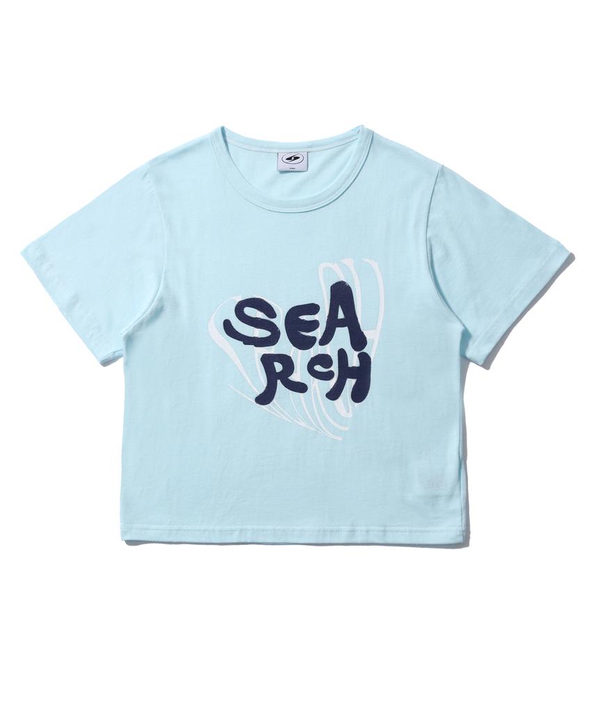 Sseochi410 Heart Lettering Crop Top Blue