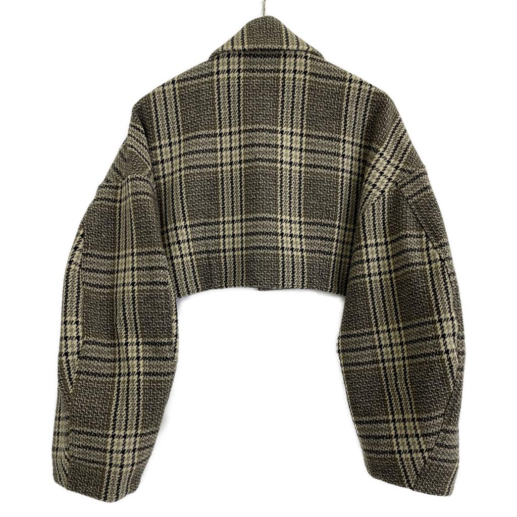 CLANE [Good Condition/23AW] 15104-0512 ROUND SLEEVE SHORT JACKET Check Short Jacket 2 BrownUsed