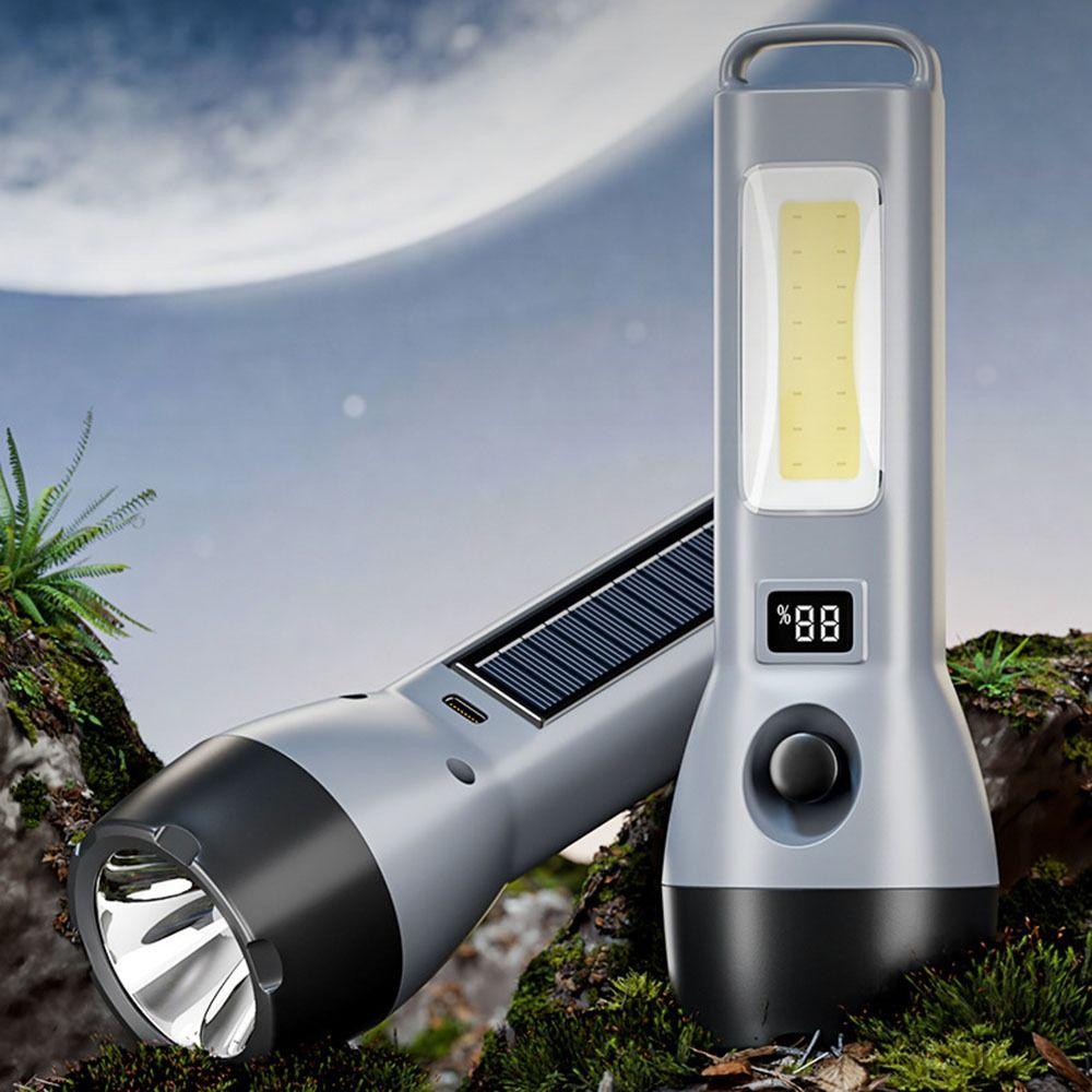 Waterproof LED Flashlight Rechargeable Solar Powered Charging Torch Energy Saving Portable Outdoor Camping Flashlight
