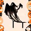 Halloween Plaque Ghostly Insert Patterned Metal Stake Waterproof Metal Holiday Welcome Garden Door Decoration