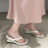 Fashion Women High-heeled Slippers 2025 Summer Clip Toe Flip Flop Fashion Pumps French Wedge Sandals Square Toe Ladies Shoes Sandalias