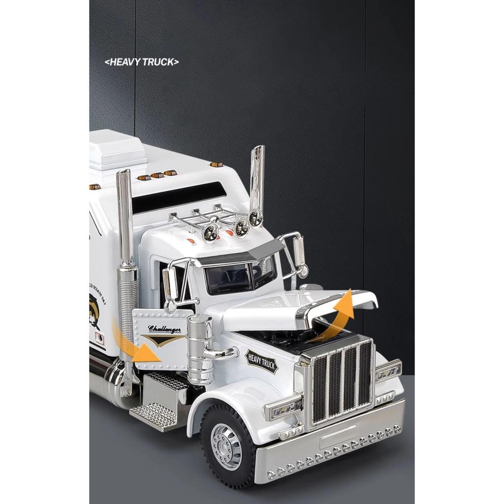 1/24 Peterbilt 389 Tractors Truck Alloy Toy Car Model Wheel Steering Sound and Light Children's Toy Collectibles Birthday Gift