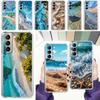 Phone Case For Samsung Galaxy S26 S25 S24 S23 S22 Ultra S20 S21 FE 5G Plus Soft Clear Cover Seaside Scenery Wave Beach Pattern