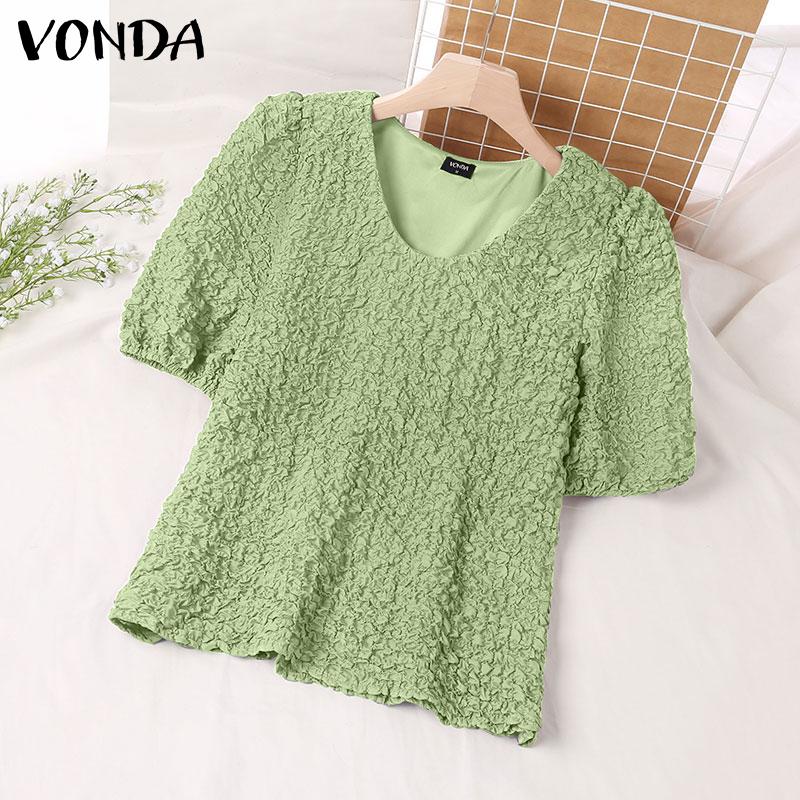 

VONDA Женские повседневные свободные топы с пышными рукавами и короткими рукавами