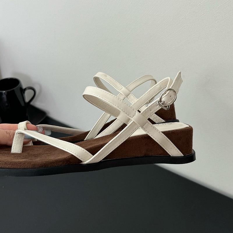 Fashion Female Spring Summer Wedges Women Heeled Sandals Shoes Buckle Strap Fashion Square Toe Ladies Wedges Sandals Shoes Flip Flops