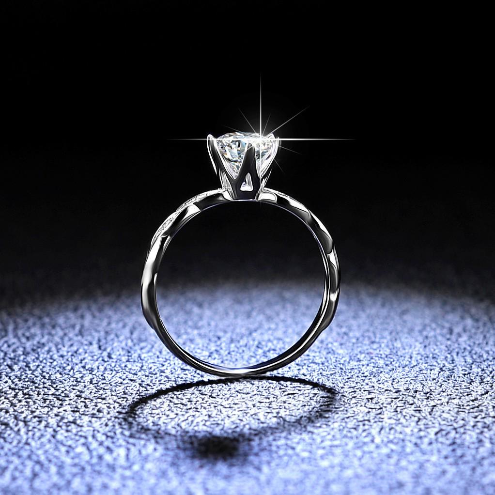 925 Sterling Silver Moissanite Six-Prong Women's Twin Flower Ring