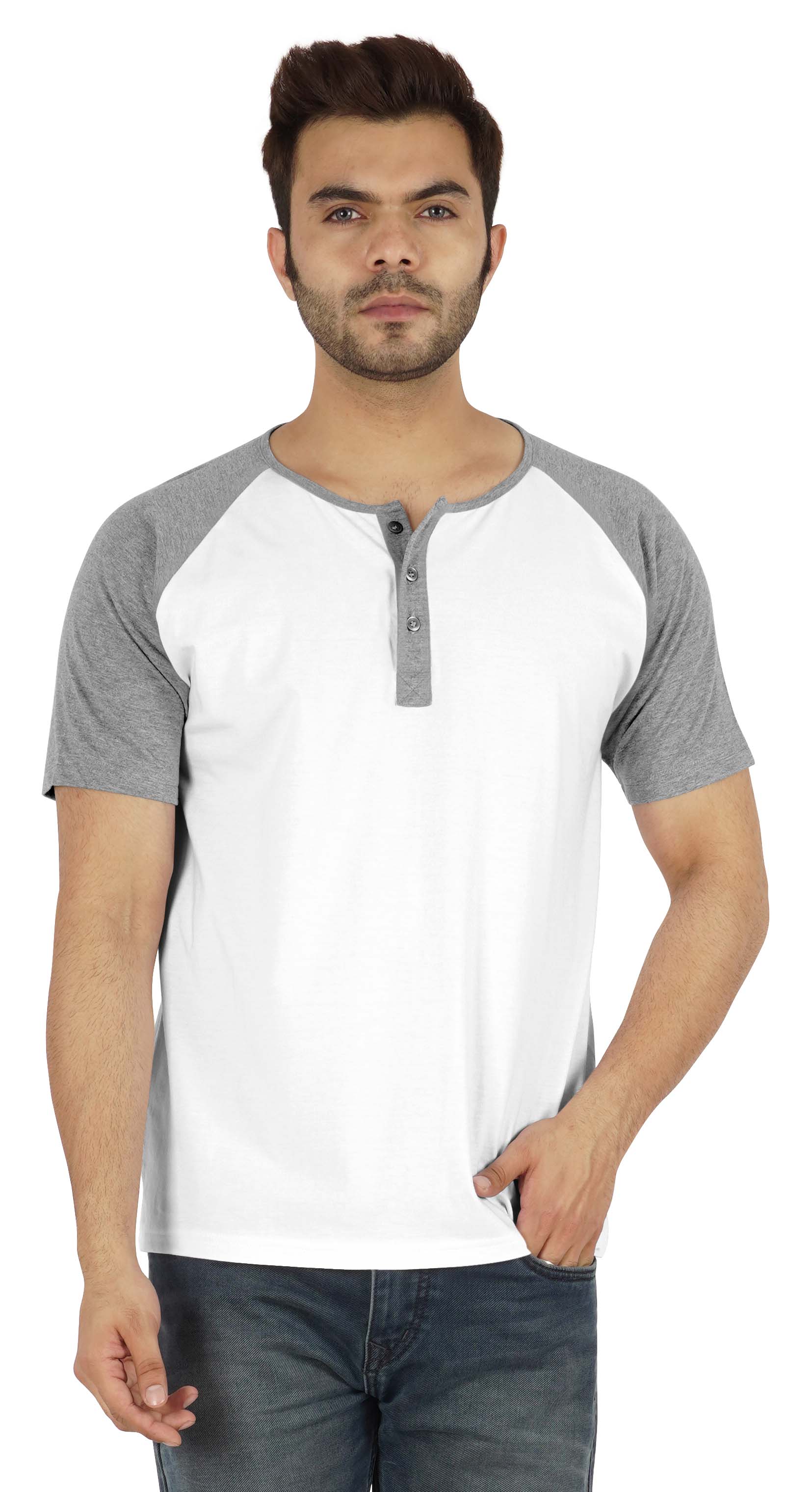 

Inkmeso Short Raglan Sleeve Cotton Lightweight Solid T-Shirts Classic Henley T-Shirt For Mens 3XL білий