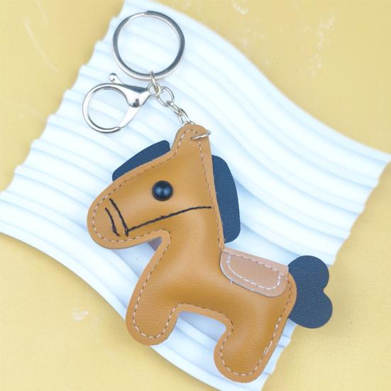 Yousheng Keychain Pendant Synthetic Leather Horse Charm Keyring with Rope Vibrant Colors Key Holder Bag Accessory