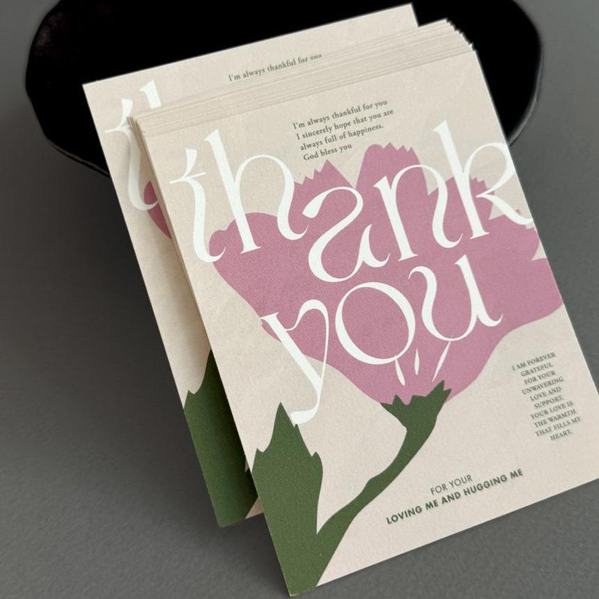 30pcs Tulip Floral Square Thank You Cards - DIY Gift Wrapping Greeting Tags for Mother's Day/Valentine's
