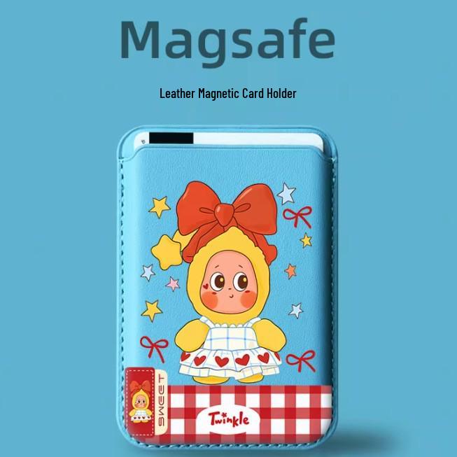 Heartbeat Magnetic Leather Card Holder Phone Case for Apple with MAGSAFE
