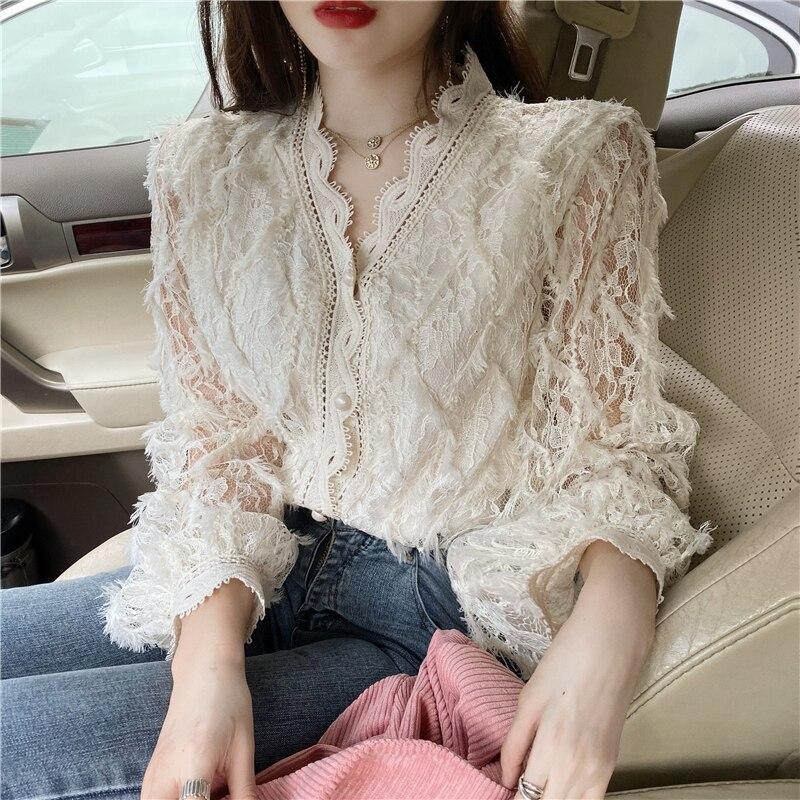 Lace ladies Blouses Shirts 