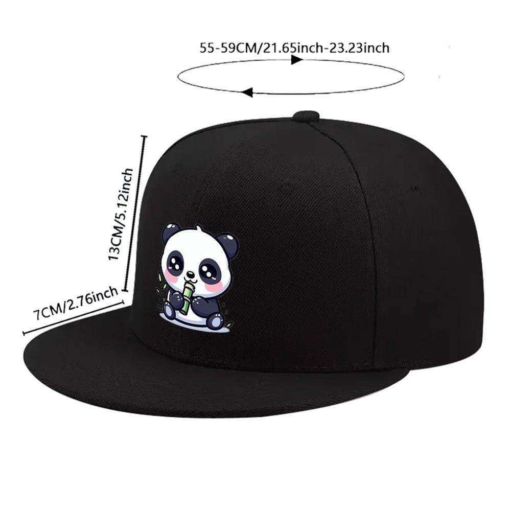 Cute Cartoon Panda Eating Bamboo Polyester Baseball Cap Unisex Flat Brim Hip Hop Street Style Hat