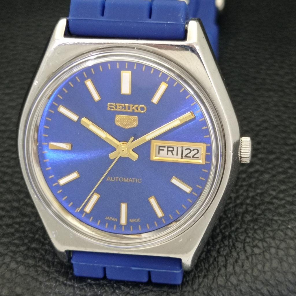 JAPAN VINTAGE SEIKO 5 AUTOMATIC MENS BLUE COLOR DIAL WATCH A701547-5 R206b-a701547