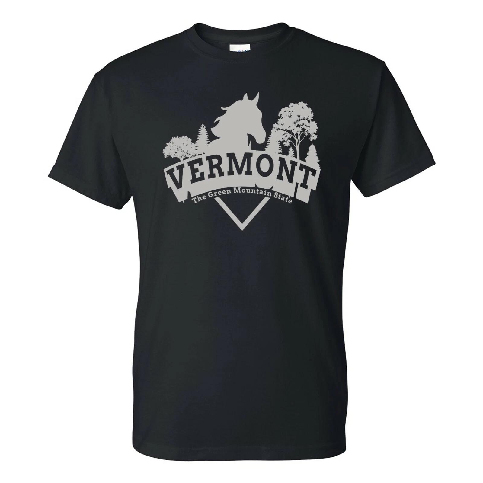 Vermont Horse Arch - Hometown State Pride T Shirt - Black 4XL