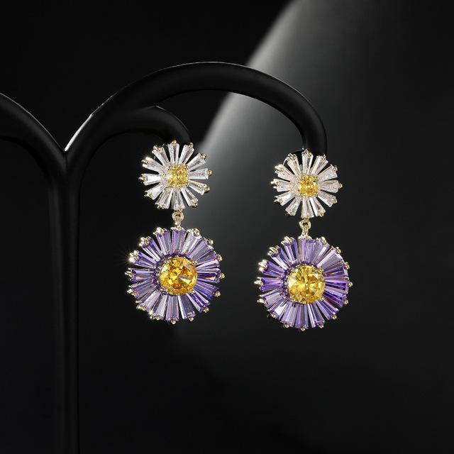 

Классические элегантные серьги-капли с цветком, креативные роскошные серебряные серьги S925 с иглами, нежные длинные серьги с кисточками, модные женские украшения фиолетовый