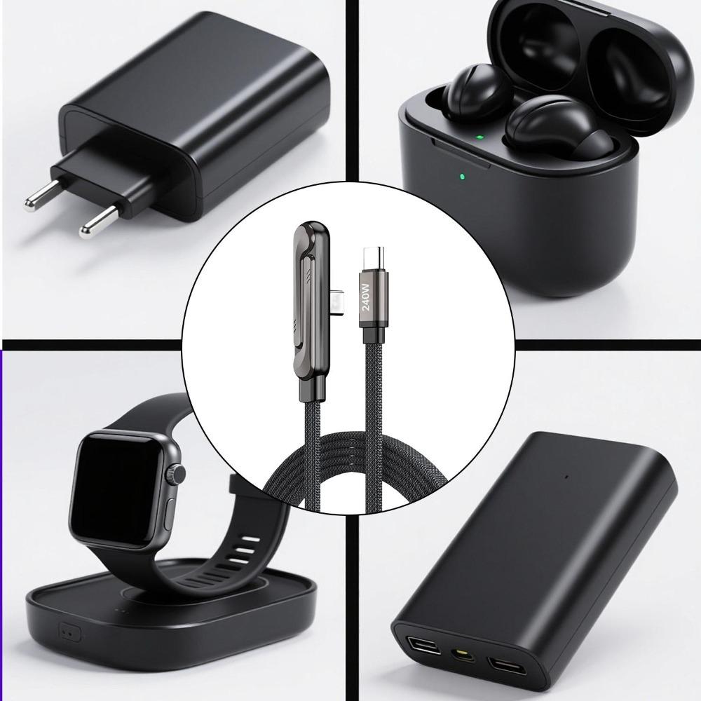 240w Fast Charging Foldable Bracket Data Cable 1.5m Data Wire with Phone Tablet Stand for Apple IPhone 17 IPad Xiaomi Samsung