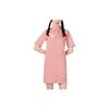 Solid Color Badge Breathable Polo Collar Short Sleeve Dress Women Dresses Pink 537042-24