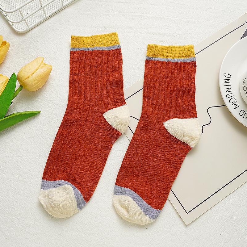 5 Pairs Women's Korean Harajuku Style Breathable Socks Mid-tube Colorful Socks