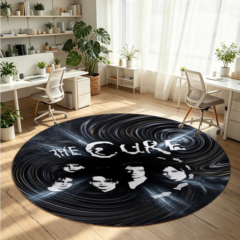 The Cure Printed Round Crystal Velvet Rug Soft Non Slip Floor Carpet For Bedroom Holiday Gift