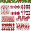 Christmas Candy Cane Pendant Xmas Tree Hanging Ornaments Christmas Lollipop Candy Gift Box Decorations New Year Home Party Decor