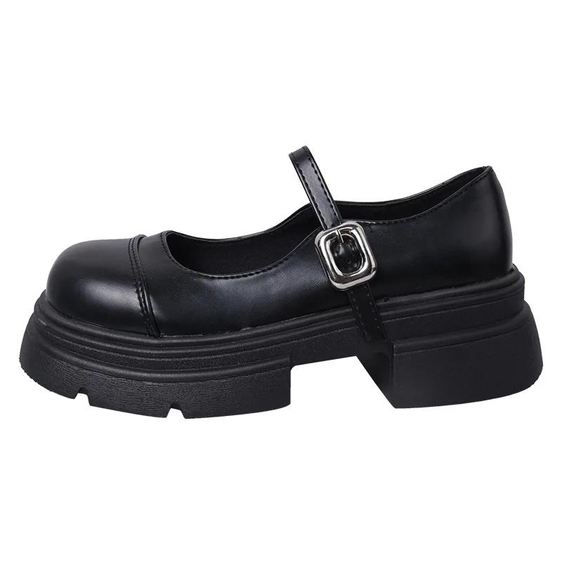 Black Ankle Buckle Platform Pumps Women Japanese Style Patent Leather Mary Jane Shoes Woman Punk Thick Heels Lolita Shoes Mujer
