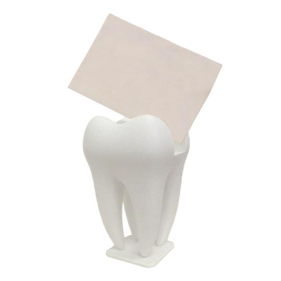 3D Printed Business Card Holder, Tooth Shaped Matte White Organizer, Minimalist Style Ornament for Dental Clinics Office Home