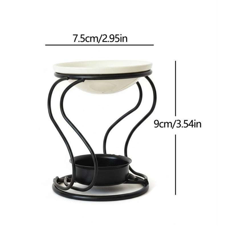 Iron S Curved Candle Stand Essential Oil Burners With Ceramic Dish Metal Stand For Fragrances Wax And Oil Diffusing