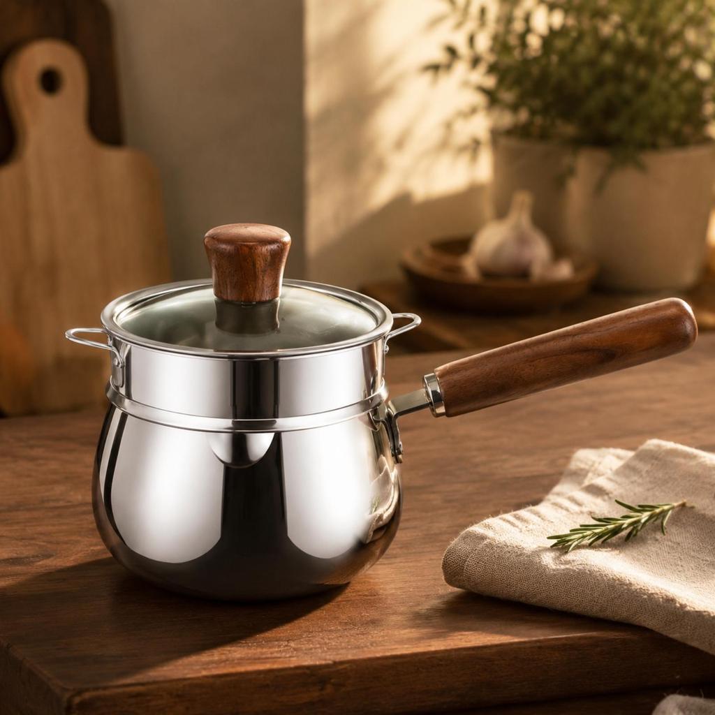 1200 Ml Saucepan Uncoated Interior with Tempered-Glass Lid Versatile