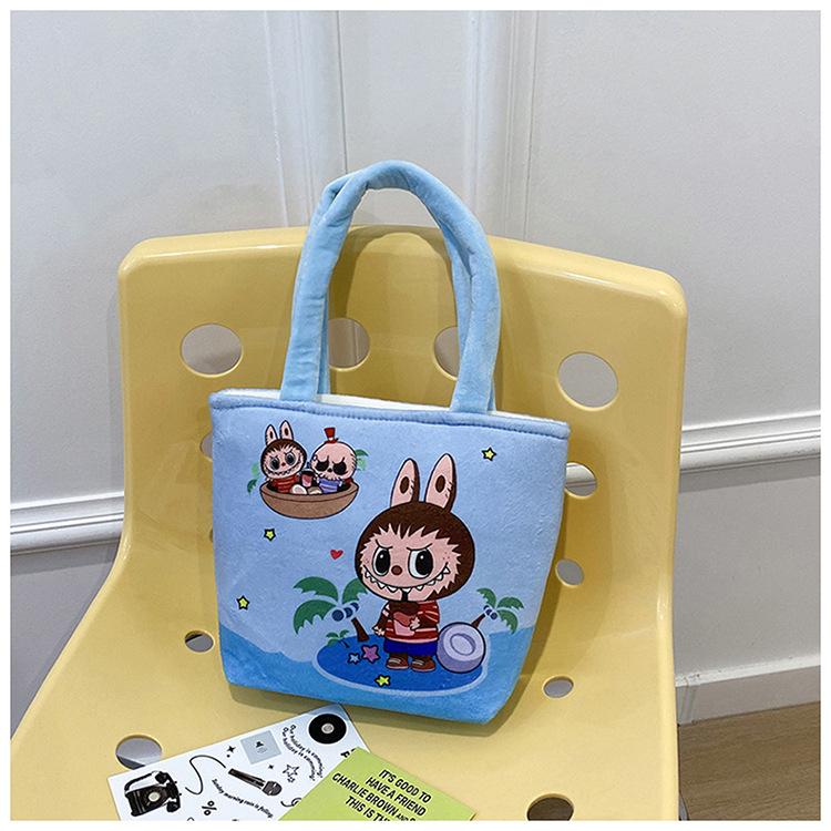 Snack bag portable office worker portable handbag Labubu bucket bag cute hand-held lunch bag