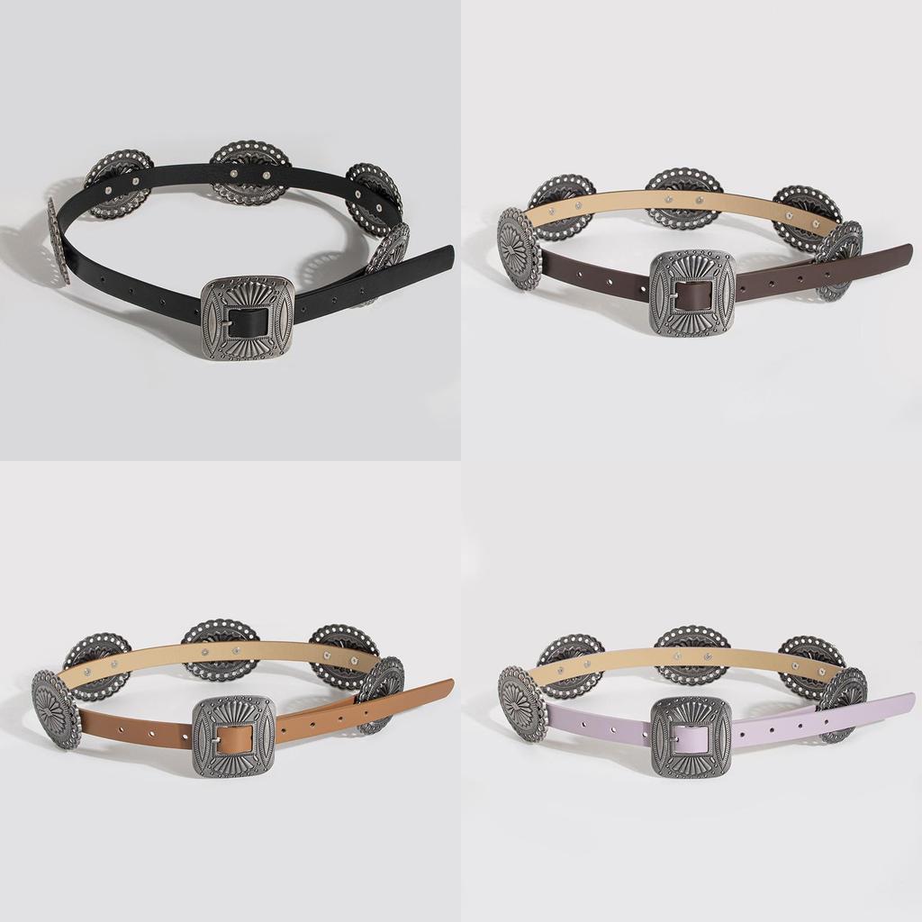 Vintage Western Style Waist Belt Handmade Alloy Buckle For Ladies Daily Wear