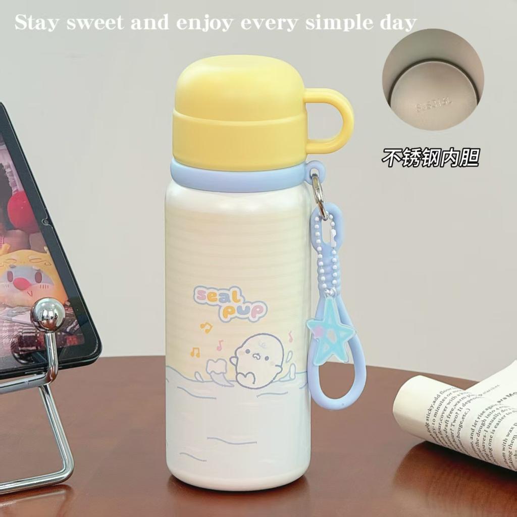 Cute Cartoon Cat Three Drinks Thermos Cup Ins Simple Niche Large Capacity Student Portable Non-collision Water Cup
