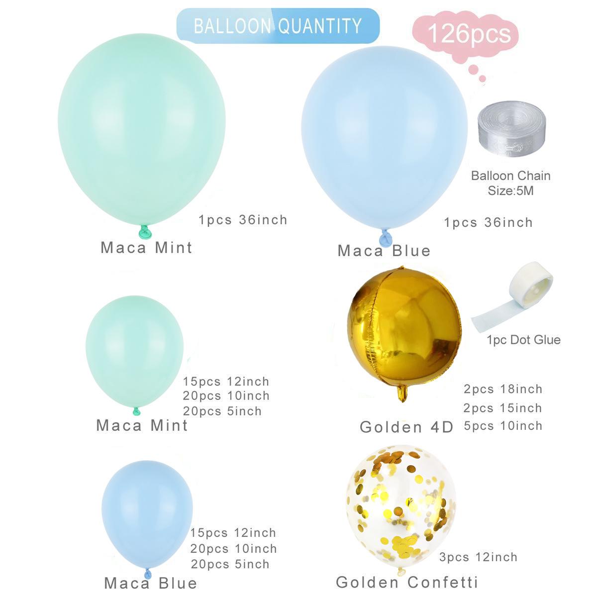 

Набор цепочки из воздушных шаров Макарон, Оформление атмосферы на вечеринку по случаю дня рождения, Металлические зеленые шары Macaron blue-green balloon chain